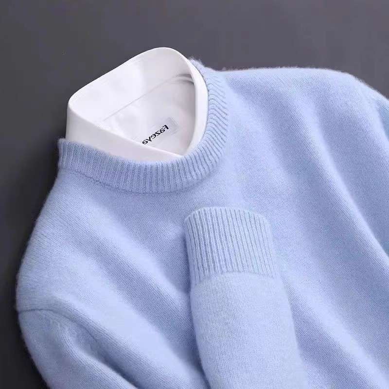 Crew-neck Men's Knitted Base-layer Slim-fit Casual Sweater