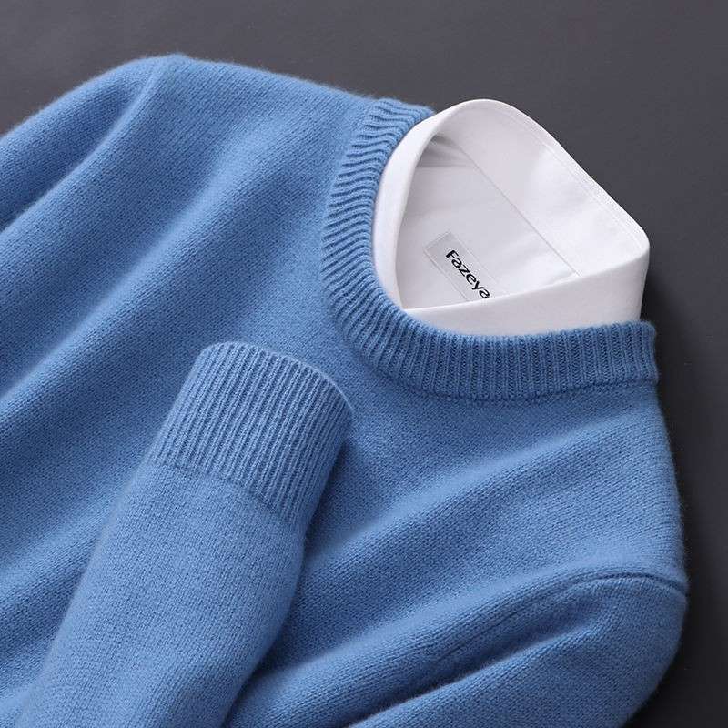 Crew-neck Men's Knitted Base-layer Slim-fit Casual Sweater
